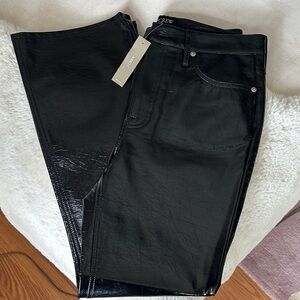 J. Crew Women's Faux Leather Black Straight Leg Pants